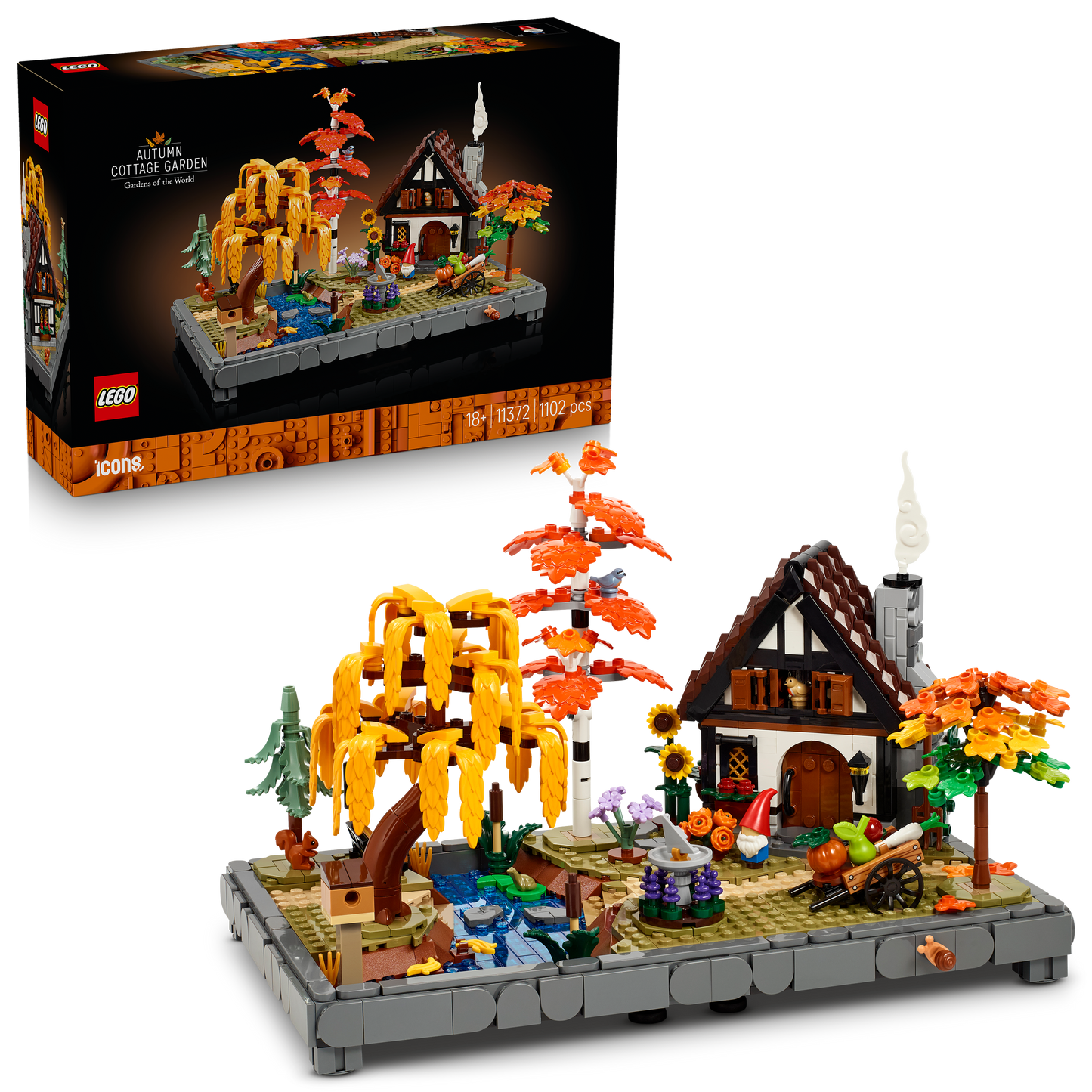 LEGO Icons Herfsttuin met Cottage Herfstdecoratie Bouwpakket voor Volwassenen 11372