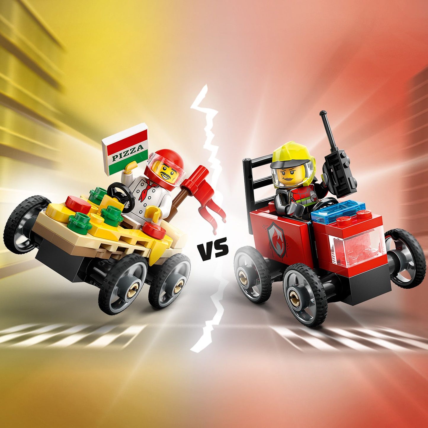 LEGO Race Car Package: Pizza Van vs Fire Truck 60458 City