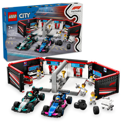 LEGO Pitbox met Mercedes AMG en Alpine F1 auto's 60444 City (Levering: 1 januari 2025)