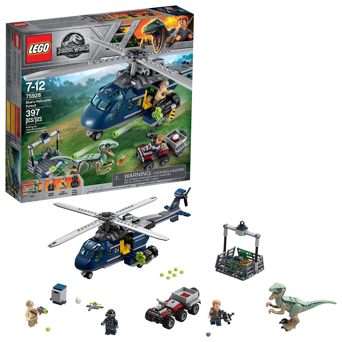 LEGO Helikopteractervolging met Owen en de Velociraptor 75928 Jurassic World