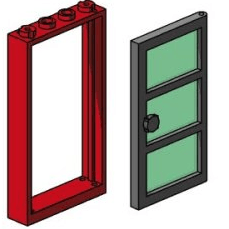 LEGO 1x4x6 Red Door and Frames, Transparent Green Panes B003 Bulk Bricks LEGO Bulk Bricks @ 2TTOYS LEGO €. 9.99