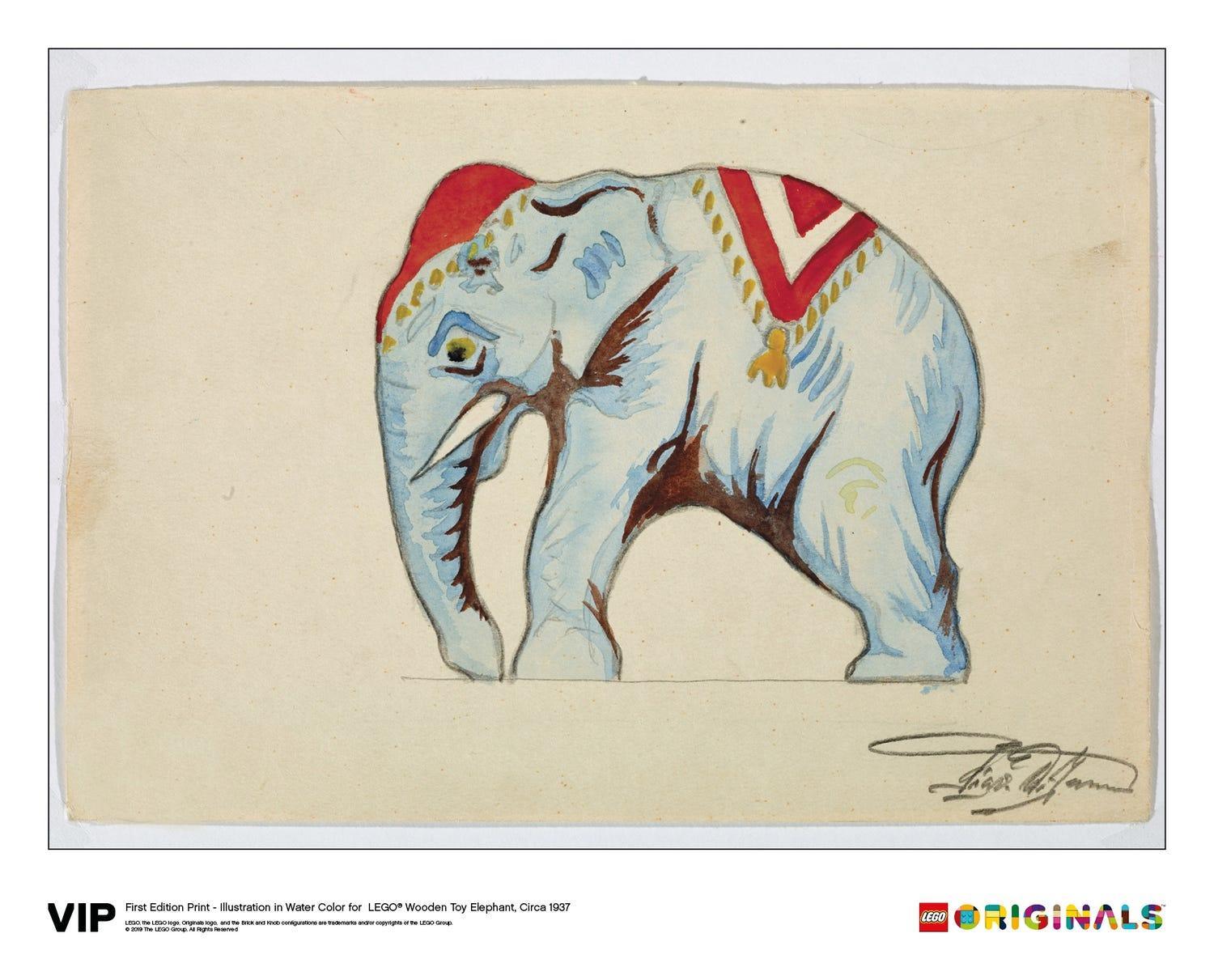 LEGO 1st Edition Elephant Water Colour Print, Circa 1937 5005997 Gear LEGO Gear @ 2TTOYS LEGO €. 19.99